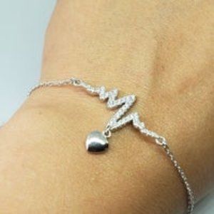 Real .925 Sterling Silver Heartline Bracelet
